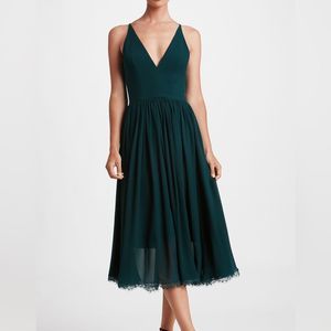 Dress The Population Alicia Scalloped Lace Hem Crepe Midi Dress size Small NWOT